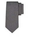 Ferragamo Geometric Pattern Silk Tie With Standard Width In Black