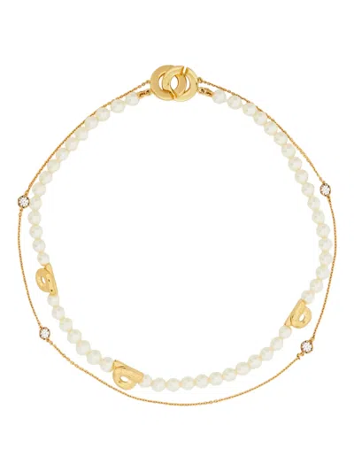 Ferragamo Double Strand Necklace With Pearls In Gold