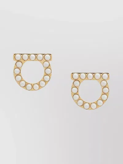 Ferragamo Gancini Pearls Earrings Pearl Embellishments In Neutrals