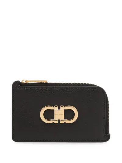 Ferragamo Gancini Pebbled-leather Cardholder In White