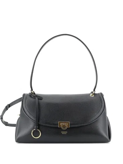 Ferragamo Textured Clutch Bag Adjustable Strap Hardware In Black