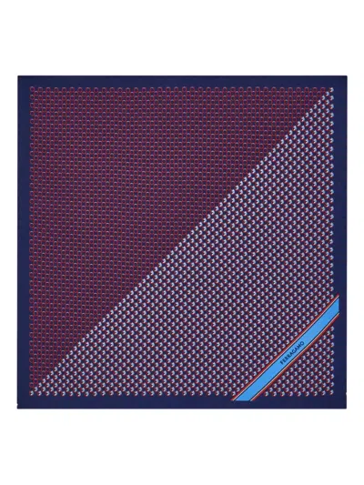 Ferragamo Gancini Pegasus Print Pocket Square Scarf In Purple