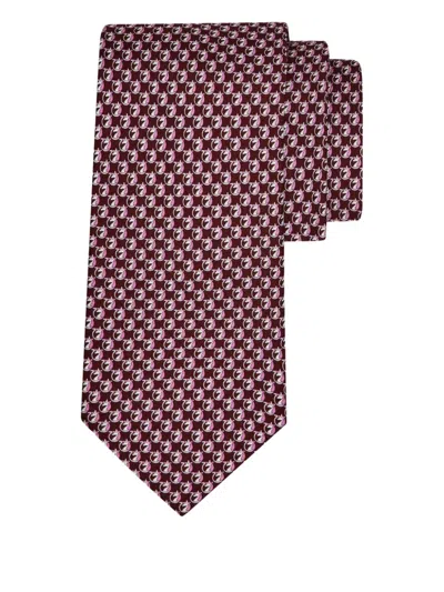 Ferragamo Gancini Pegasus Print Tie In Multi
