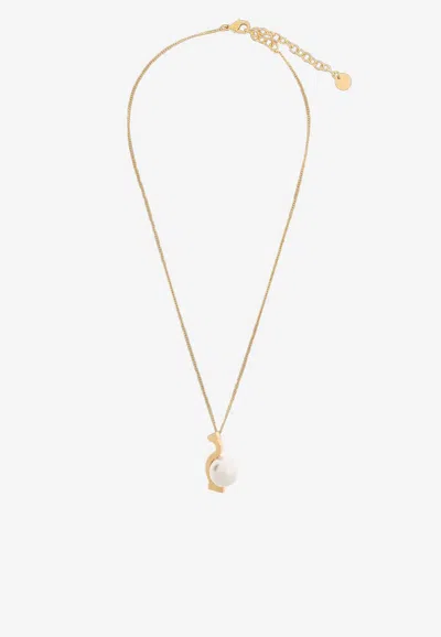 Ferragamo Gancini Pendant Necklace In Gold