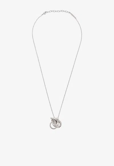 Ferragamo Gancini Pendant Chain Necklace In Silver