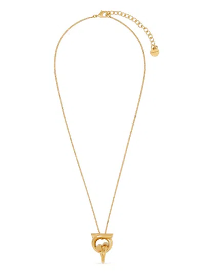 Ferragamo Gancini Pendant Necklace In Gold