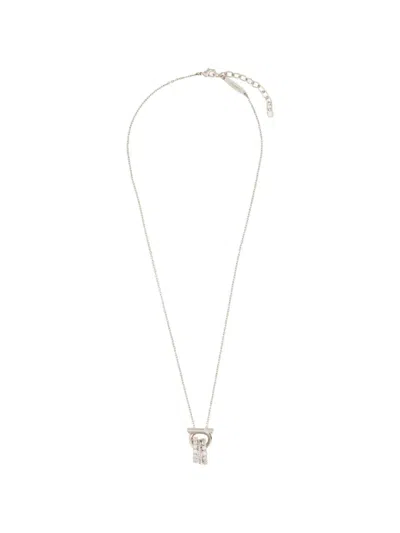 Ferragamo Gancini Pendant Necklace With Crystal Rings In Green