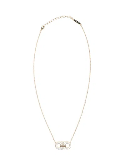 FERRAGAMO GANCINI PENDANT NECKLACE WITH CRYSTALS