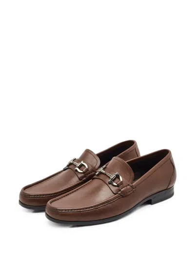 Pre-owned Ferragamo Gancini Penny Loafers In Brown