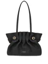 Ferragamo Women Black Crossbody Bag With Embossed Logo Lettering On The Front And Gancini In Leather