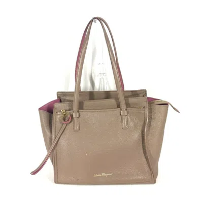 Pre-owned Ferragamo Gancini Pink Leather Shoulder Bag Tote Bag () In Multi