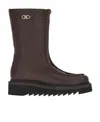 Ferragamo Gancini Plaque Ankle Boots In Brown