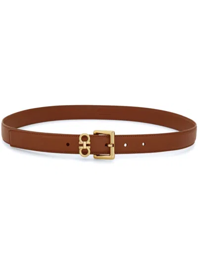 Ferragamo Gancini-plaque Belt In Brown