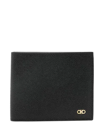 Ferragamo Gancini-plaque Bi-fold Wallet In Black