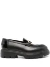 Ferragamo Brooke Loafers With Chunky Sole And Gold-tone Hardware In Black