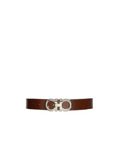 Ferragamo Gancini-plaque Buckle Belt In Black