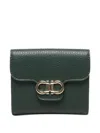 Ferragamo Gancini-plaque Calfskin Wallet In Green