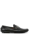 Ferragamo Buffalo And Calf Flat Shoes In Black