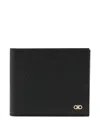 Ferragamo Gancini Grained Leather Bi-fold Wallet In Black
