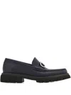 Ferragamo Gancini Leather Loafers In 蓝色