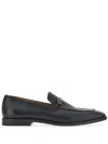 Ferragamo Buckle Detail Leather Sole Round Toe Loafers In Black