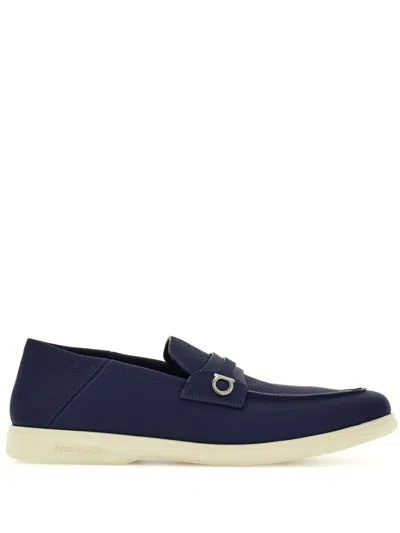 Ferragamo Tancredi Calf Leather Boat Loafers In Black