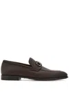 Ferragamo Foster Gancini Loafers In Hammered Leather In Brown