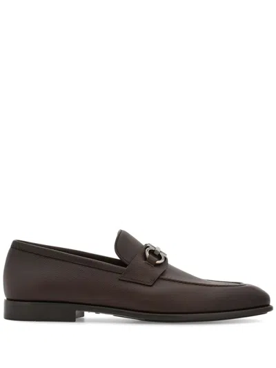 FERRAGAMO GANCINI-PLAQUE LEATHER LOAFERS