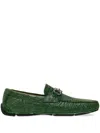Ferragamo Gancini-plaque Leather Loafers In Green