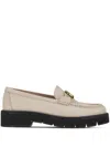 Ferragamo Gancini-plaque Leather Loafers In Neutrals