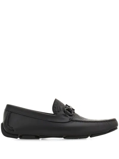 FERRAGAMO GANCINI-PLAQUE LEATHER LOAFERS