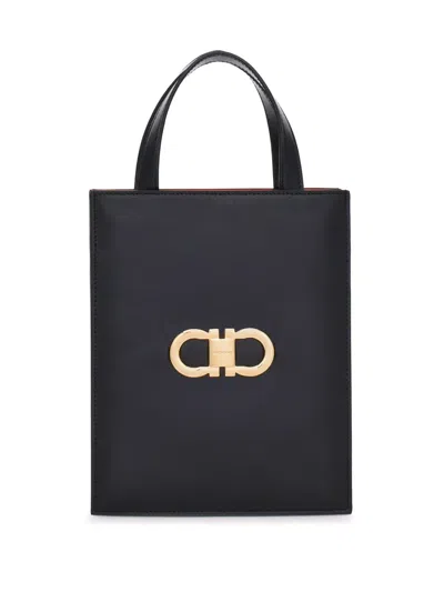Ferragamo Gancini-plaque Leather Minibag In Black
