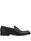 Ferragamo Gancini-plaque Leather Mocassins In Black