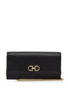Ferragamo Gancini-plaque Leather Clutch Bag In Black