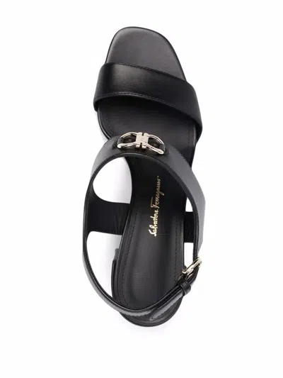 Ferragamo Gancini-plaque Leather Sandals In Black