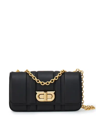 Ferragamo Gancini Plaque Leather Shoulder Bag In Black
