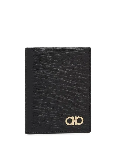 Ferragamo Gancini Compact Wallet In Black