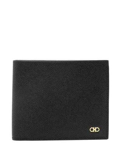 Ferragamo Gancini-plaque Leather Wallet In Black