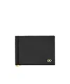 Ferragamo Gancini Bi-fold Wallet In Grained Leather In Black