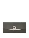 Ferragamo Gancini-plaque Leather Wallet In Black