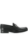 Ferragamo Gancini Ornament Loafers In Calf Leather In Black