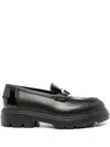 Ferragamo Brooke Loafers With Chunky Sole And Gold-tone Hardware In Black
