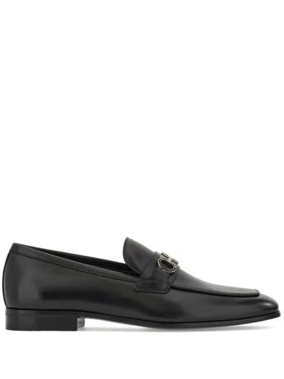 Ferragamo Gancini-plaque Loafers In Black