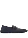 Ferragamo Gancini Leather Loafers In Blue