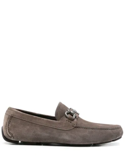 Ferragamo Gancini-plaque Loafers In Brown