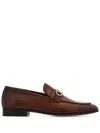 Ferragamo Florio Leather Loafer With Gancini Detail In Brown