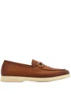Ferragamo Tapered Toe Suede Loafers With Metal Hardware In Brown