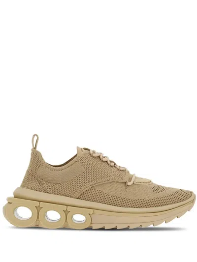 Ferragamo Gancini-plaque Low-top Trainers In Neutrals