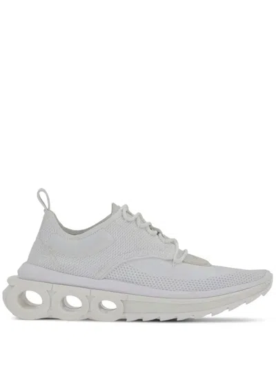 Ferragamo White Nima Technical Knit Running Sneakers