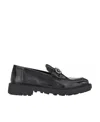 Ferragamo Gancini-plaque Patent Loafers In Black